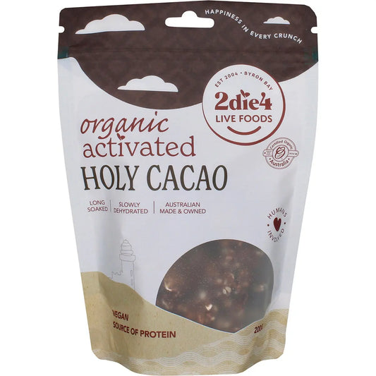 2die4 Live Foods Organic Activated Holy Cacao Cacao Granola Clusters 200g 2DIE4 LIVE FOODS