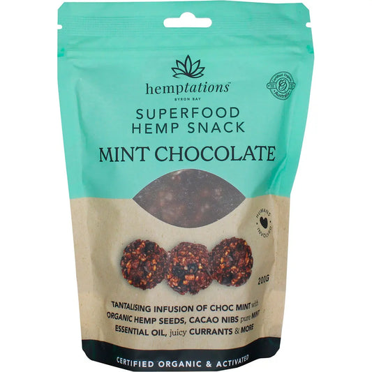 2die4 Live Foods Hemptations - Superfood Hemp Snack Mint Chocolate 200g 2DIE4 LIVE FOODS
