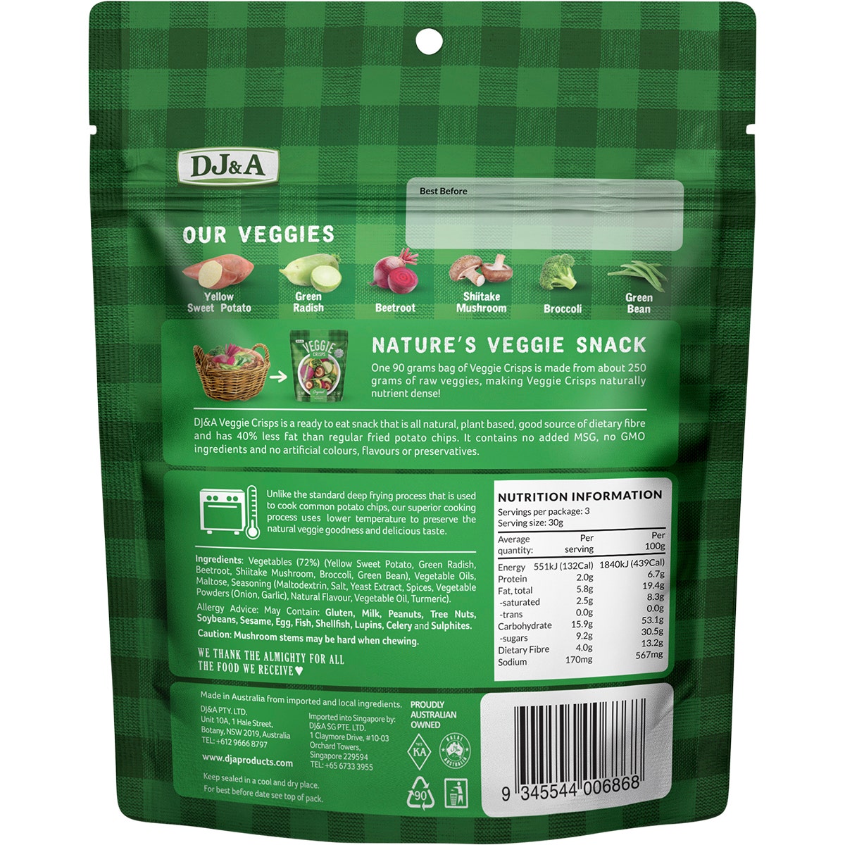 DJ&A Veggie Crisps Original 9x90g - Cutprice Online