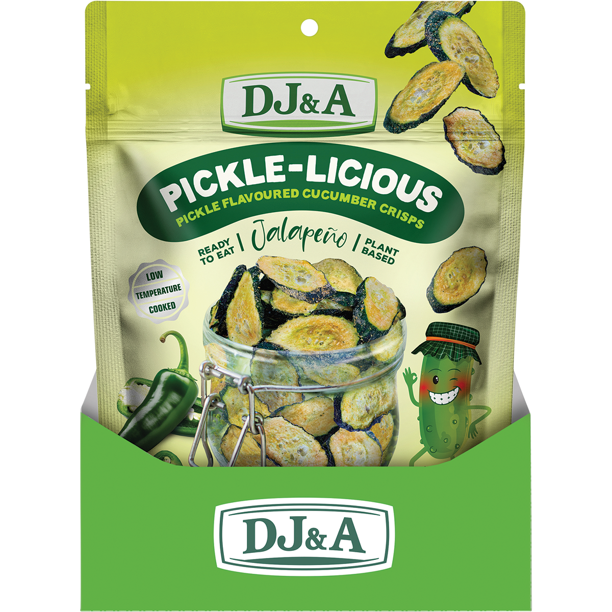 DJ&A Pickle-Licious Pickle Flavoured Cucumber Jalapeno 50g x 9 Pack