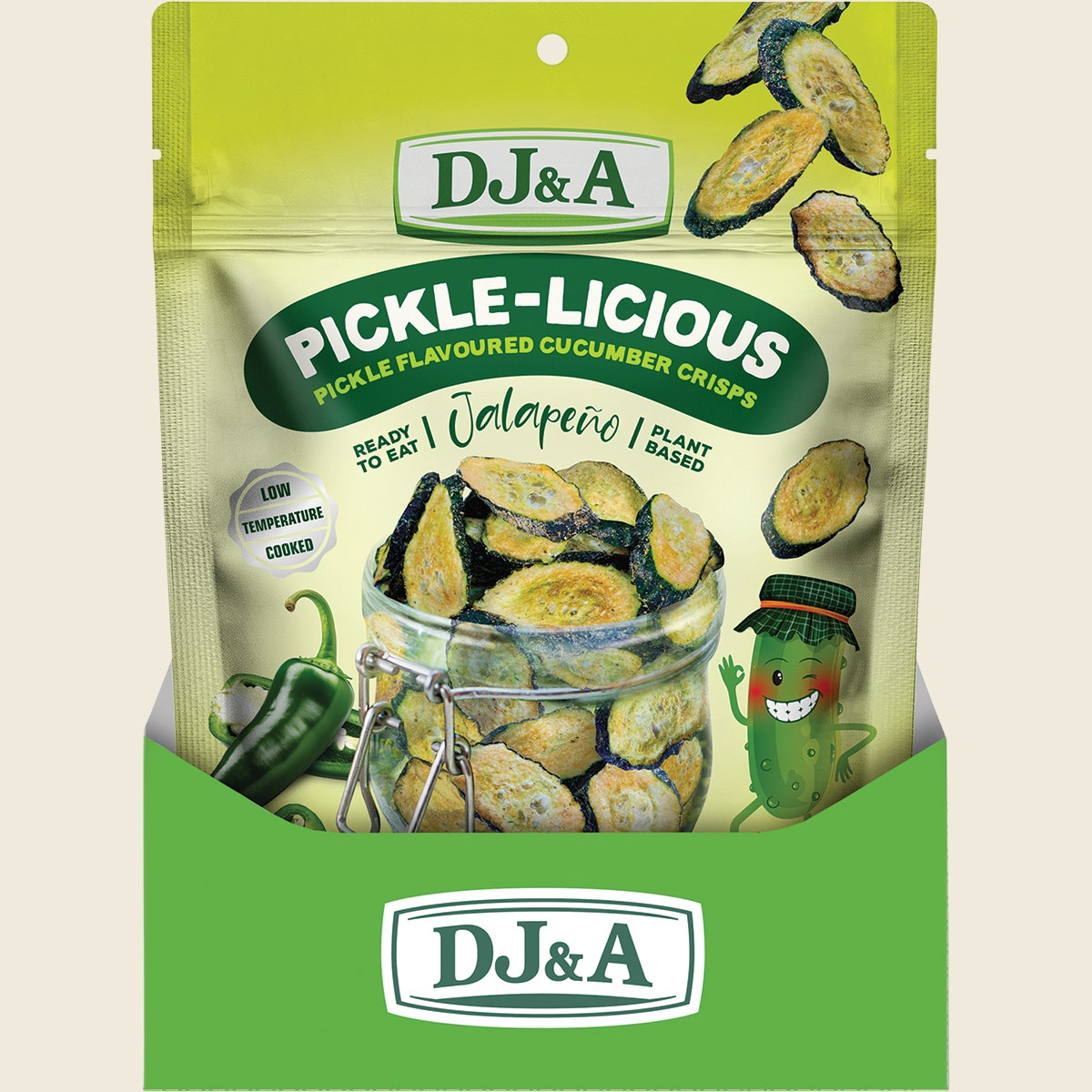 DJ&A Pickle-Licious Pickle Flavoured Cucumber Jalapeno 9x50g