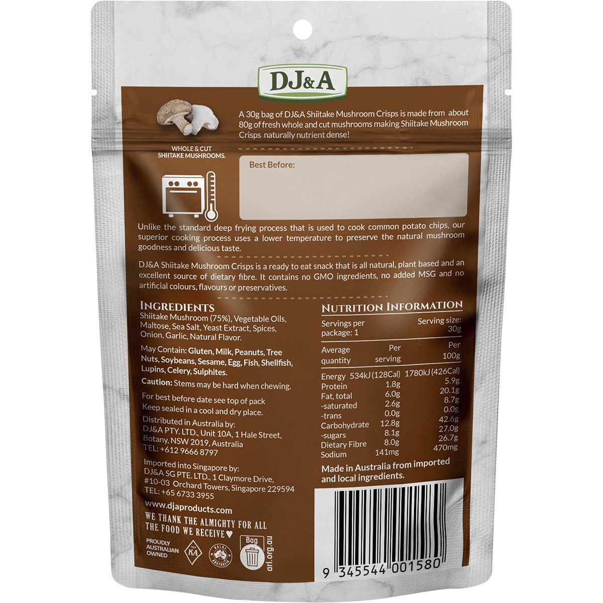 DJ&A Shiitake Mushroom Crisps 12x30g - Cutprice Online