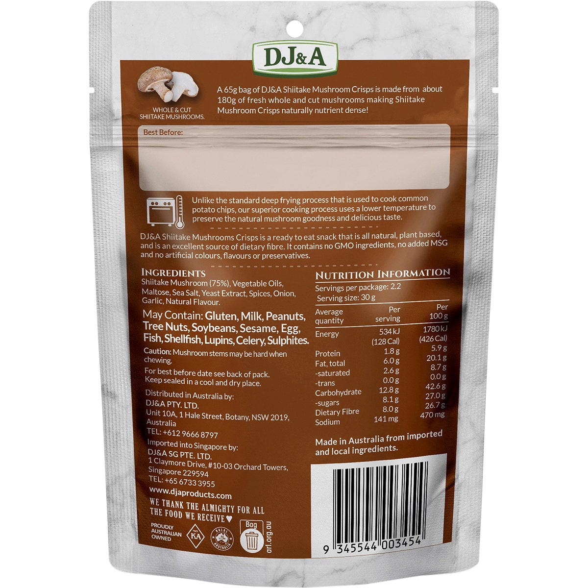DJ&A Shiitake Mushroom Crisps 9x65g - Cutprice Online