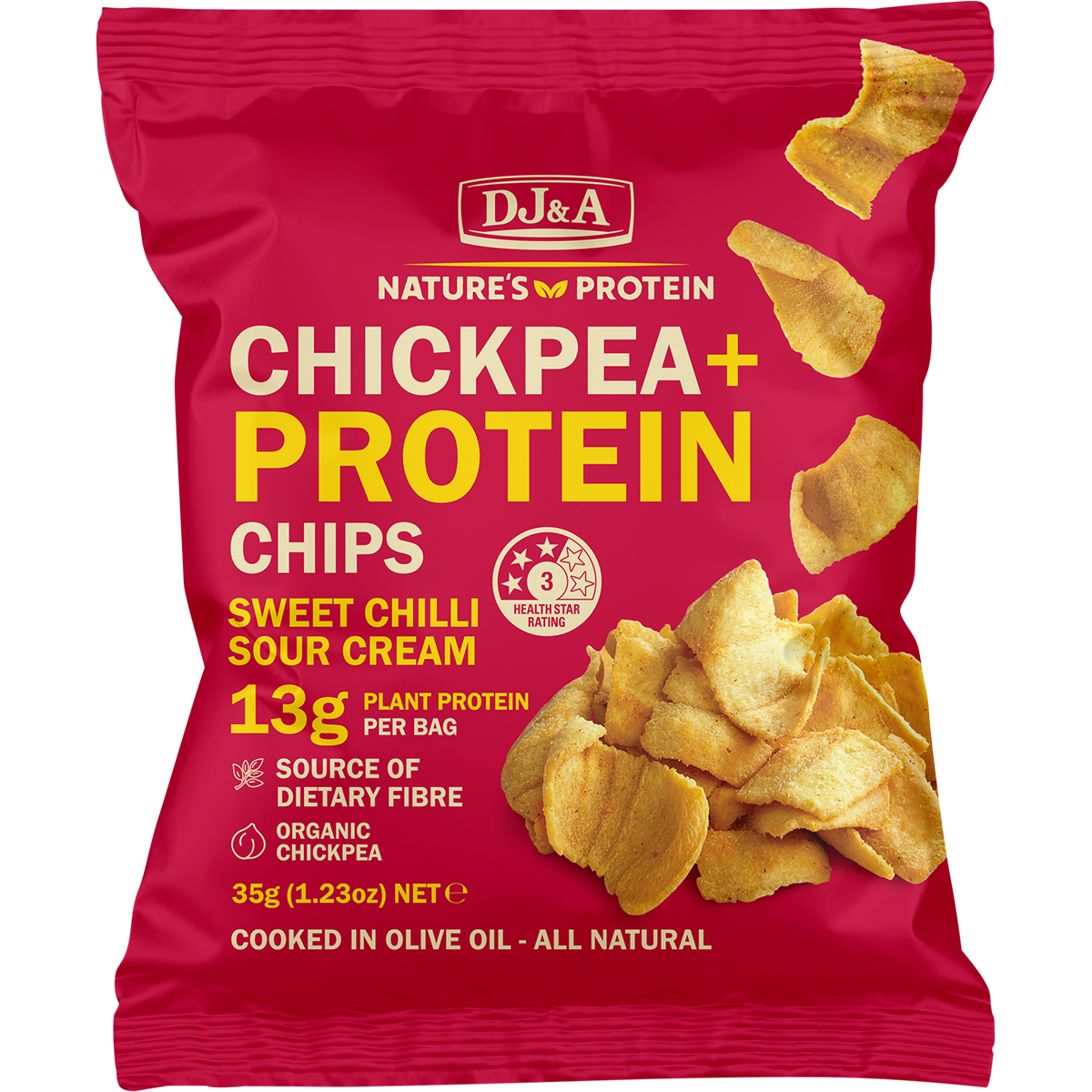 DJ&A Chickpea + Protein Chips Sweet Chilli & Sour Cream 35g x 9 Pack