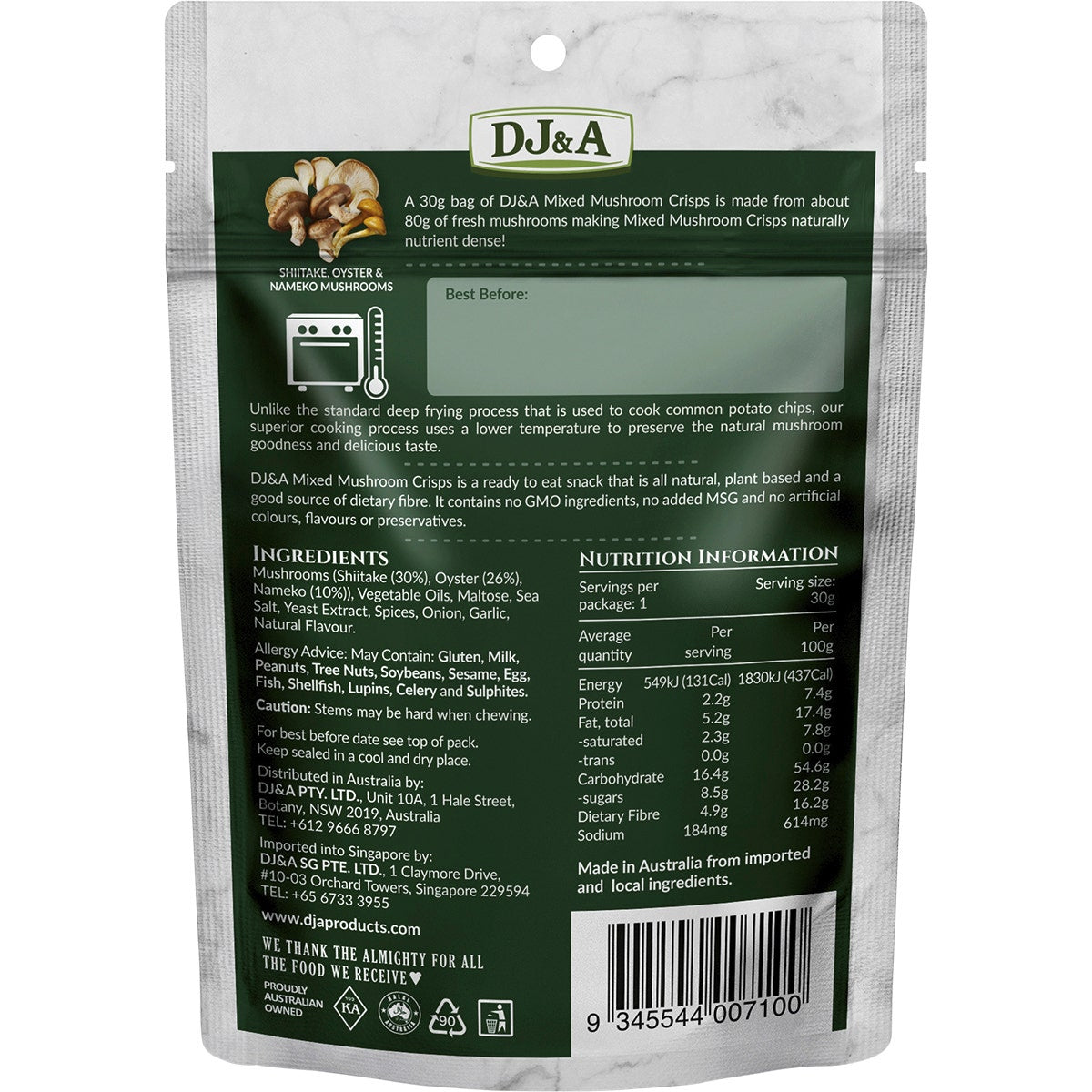 DJ&A Mixed Mushroom Crisps 12x30g - Cutprice Online