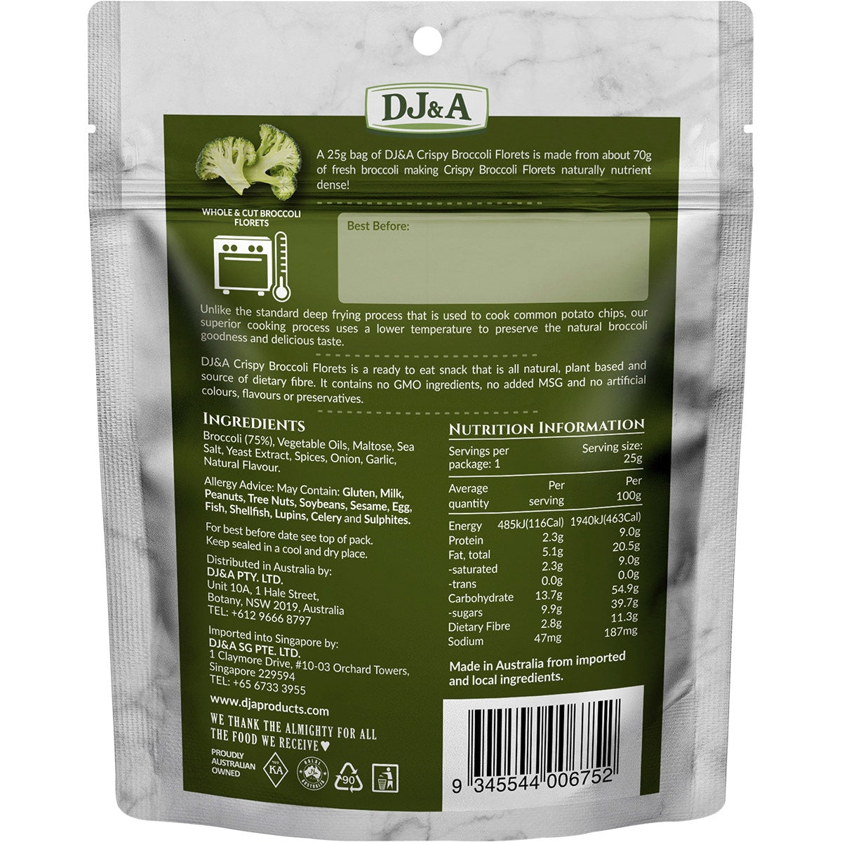 DJ&A Crispy Broccoli Florets 12x25g - Cutprice Online