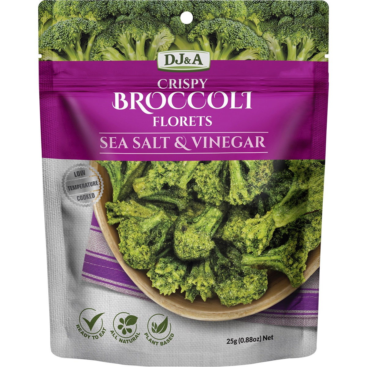 DJ&A Crispy Broccoli Florets Sea Salt & Vinegar 12x25g - Cutprice Online