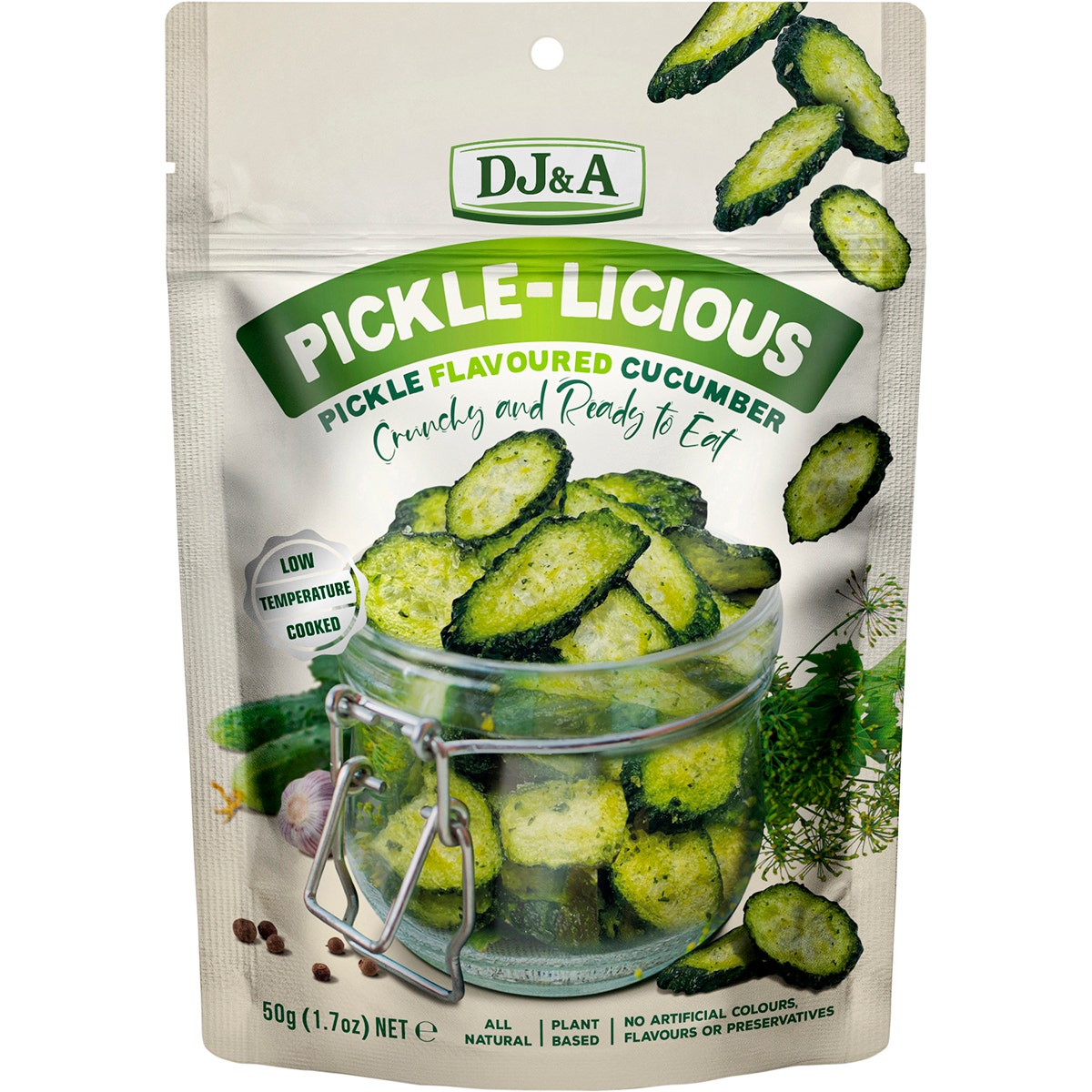 DJ&A Pickle-Licious Pickle Flavoured Cucumber 9x50g - Cutprice Online