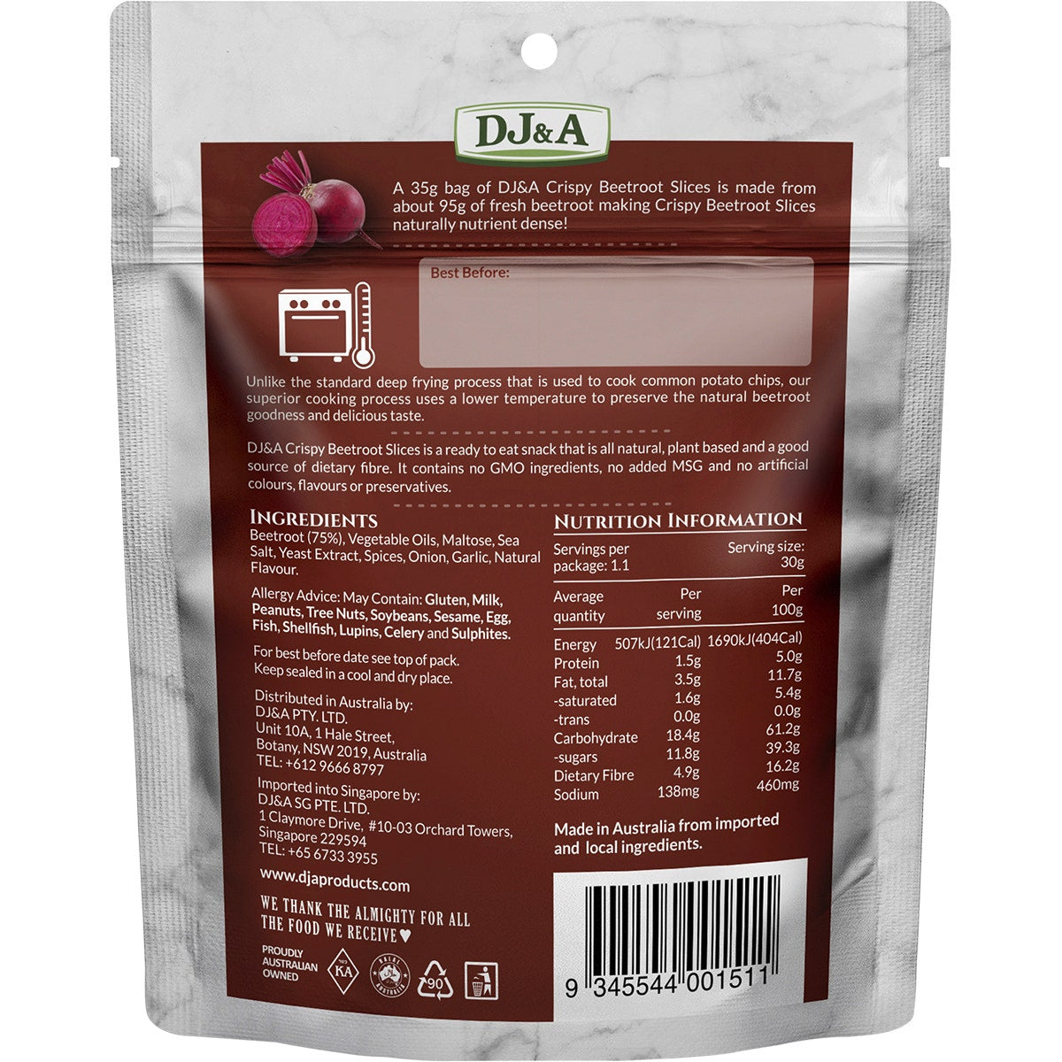 DJ&A Crispy Beetroot Slices 10x35g - Cutprice Online