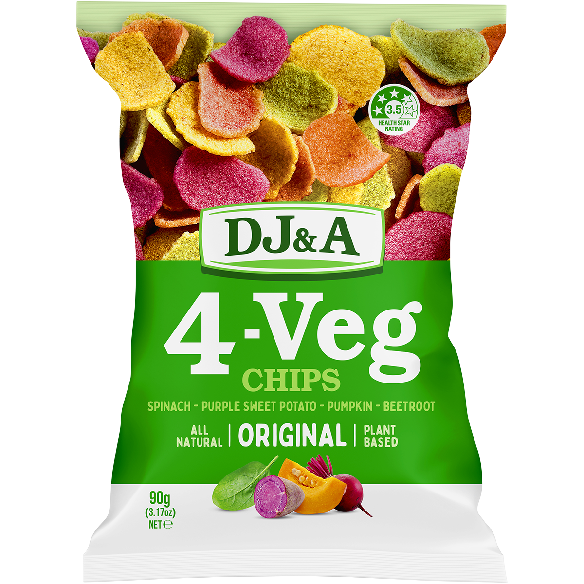 DJ&A 4-Veg Chips Original 90g x 5 Pack