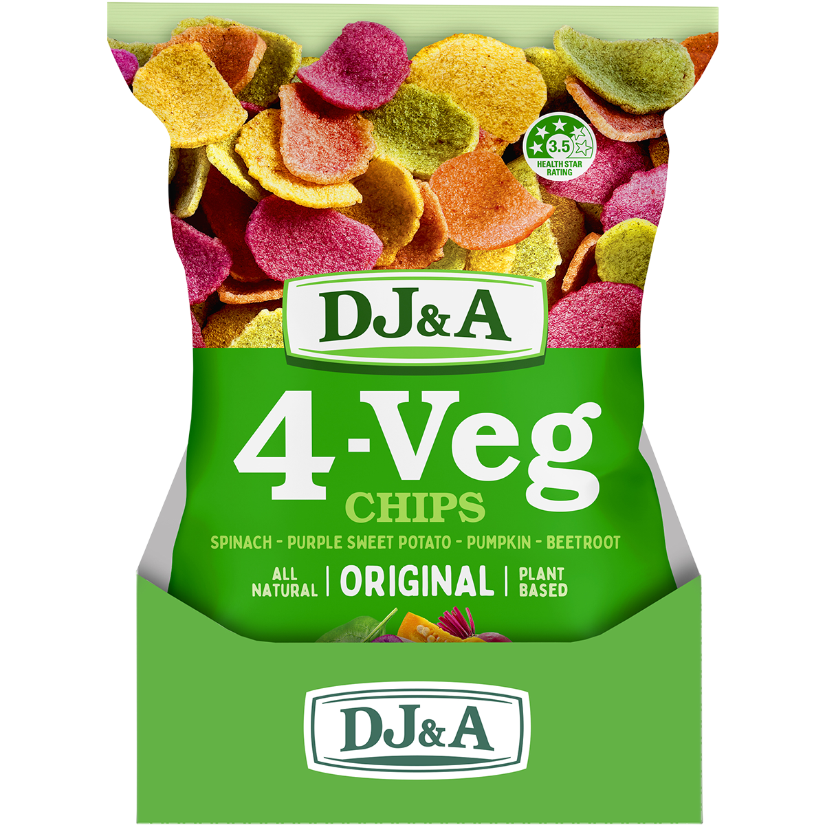 DJ&A 4-Veg Chips Original 90g x 5 Pack