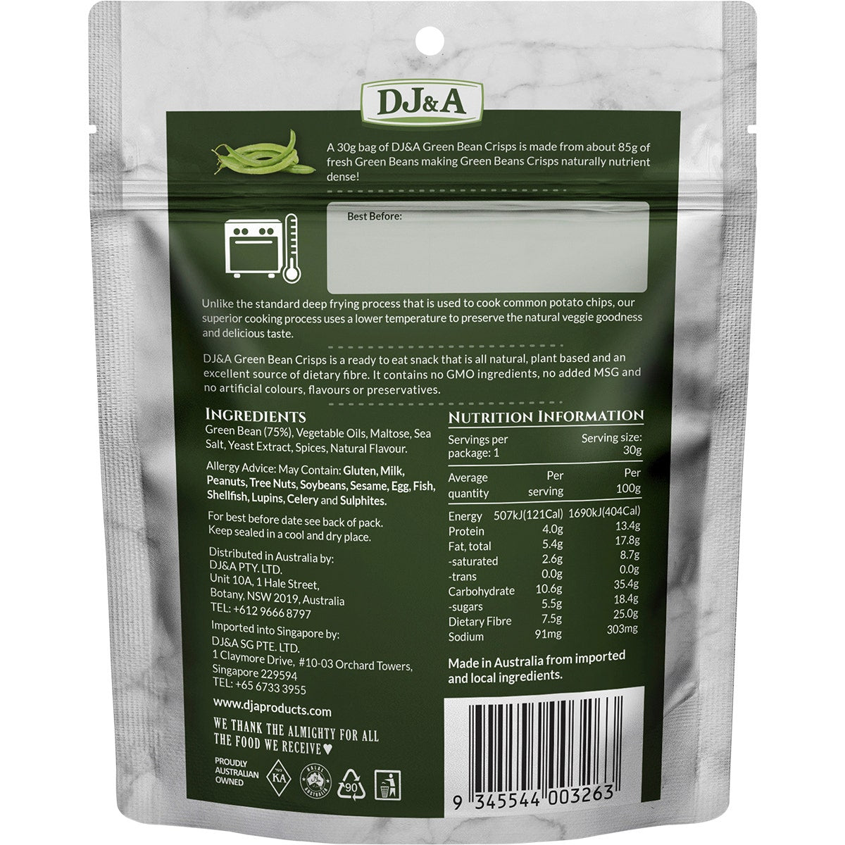 DJ&A Green Bean Crisps 10x30g - Cutprice Online