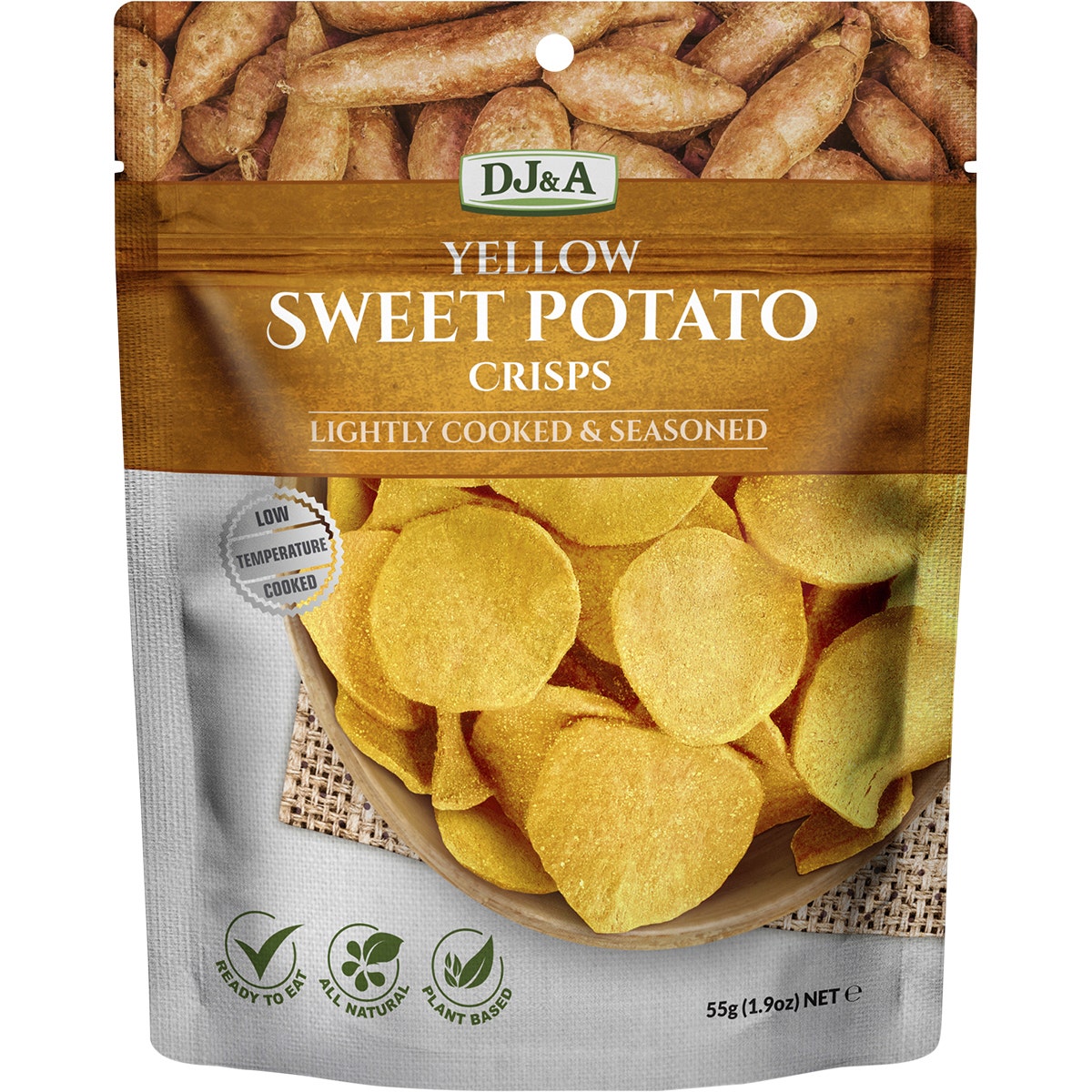 DJ&A Yellow Sweet Potato Crisps 10x55g - Cutprice Online