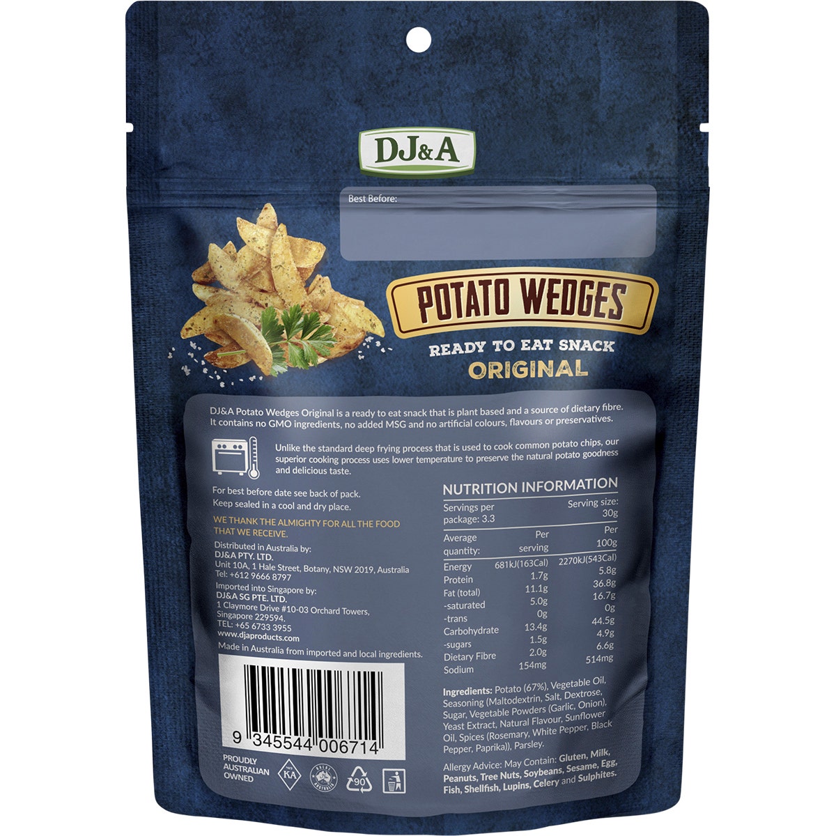 DJ&A Potato Wedges Original 9x100g - Cutprice Online