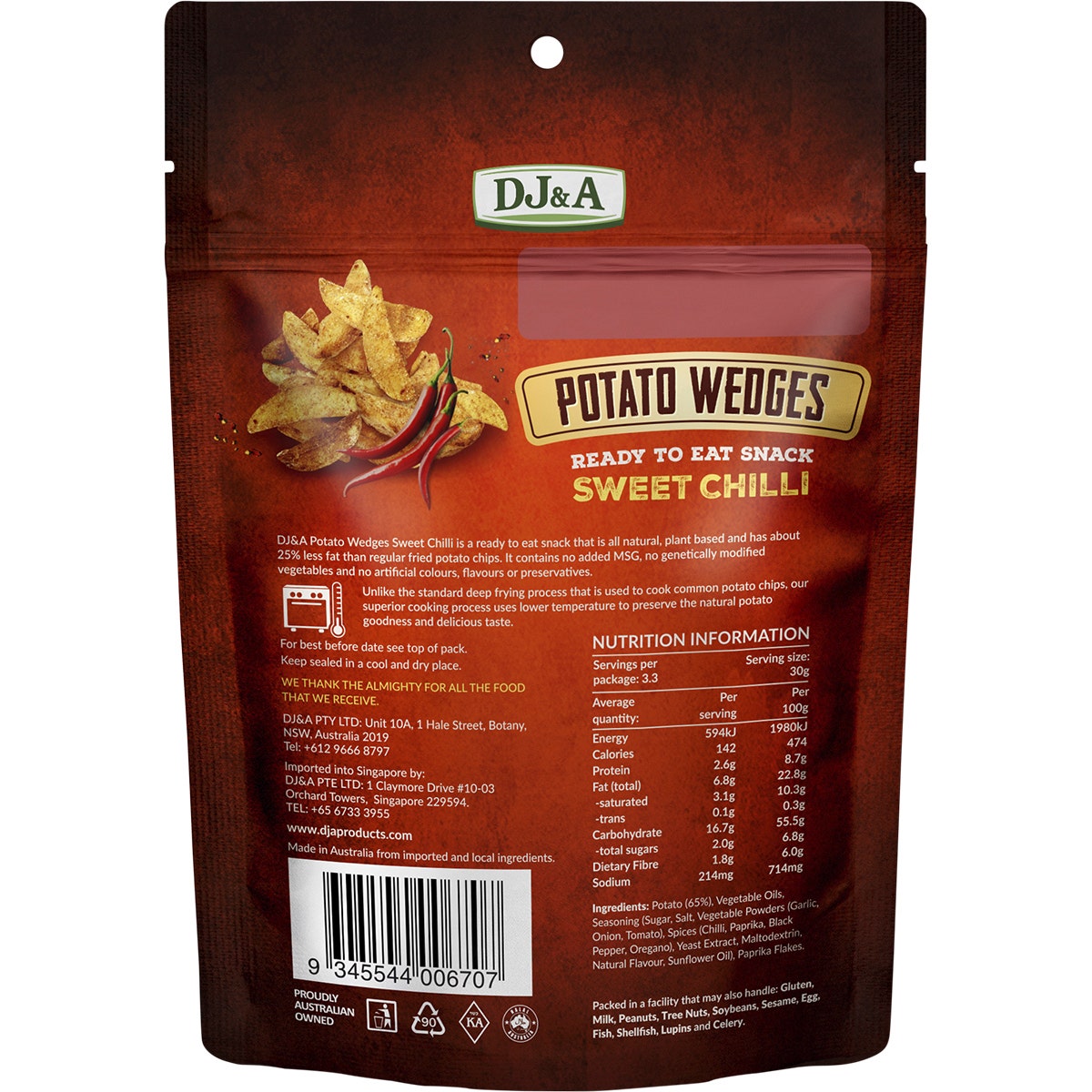 DJ&A Potato Wedges Sweet Chilli 9x100g - Cutprice Online