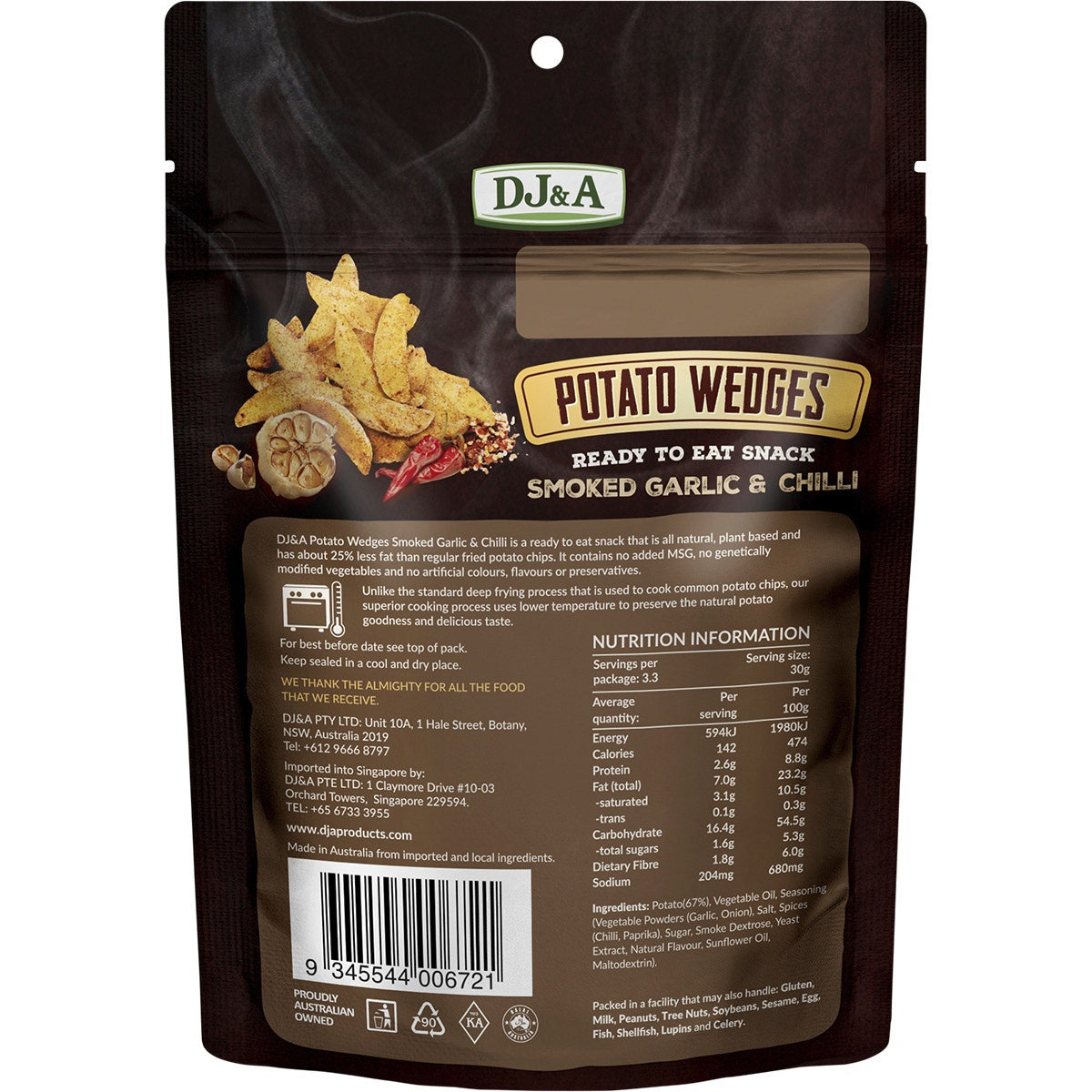 DJ&A Potato Wedges Smoked Garlic & Chilli 9x100g - Cutprice Online