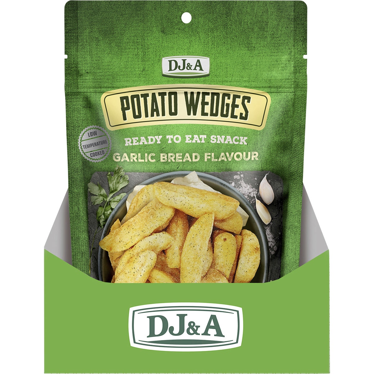 DJ&A Potato Wedges Garlic Bread Flavour 9x100g - Cutprice Online