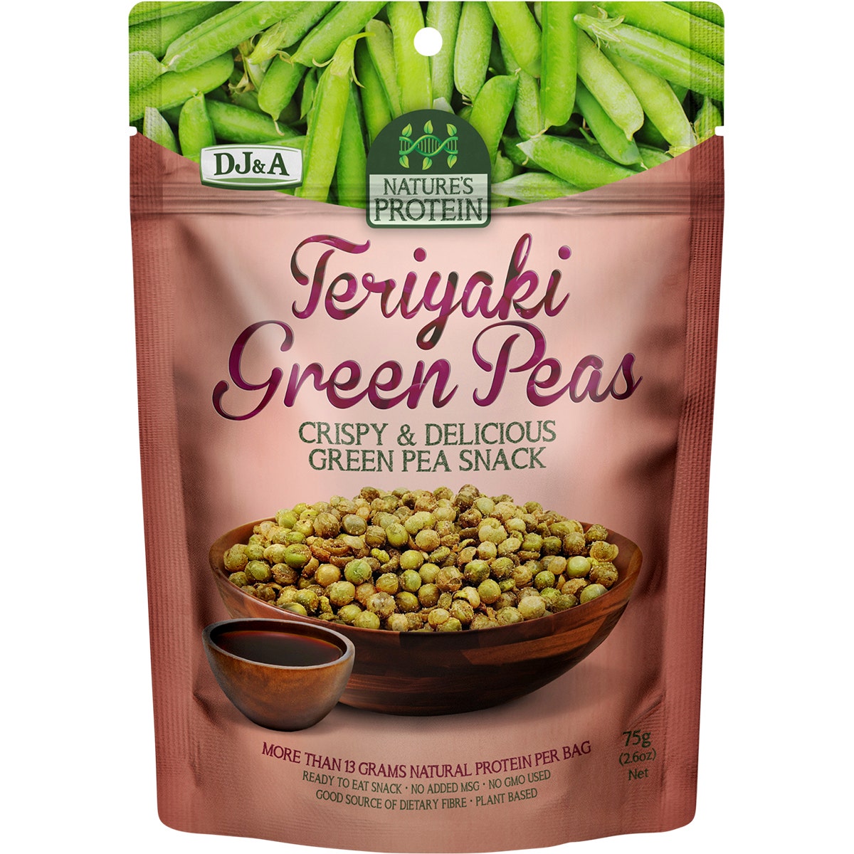 DJ&A Nature's Protein Teriyaki Green Peas 12x75g - Cutprice Online