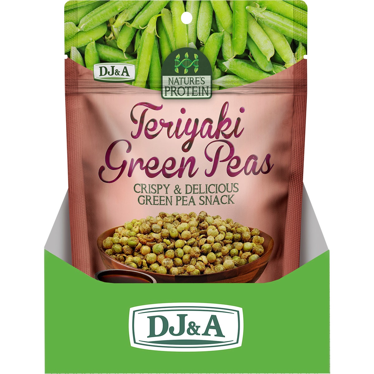 DJ&A Nature's Protein Teriyaki Green Peas 12x75g - Cutprice Online