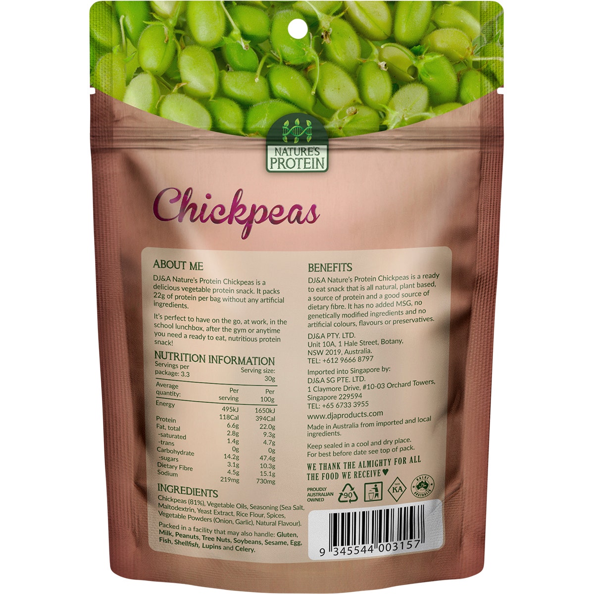 DJ&A Nature's Protein Chickpeas 12x100g - Cutprice Online