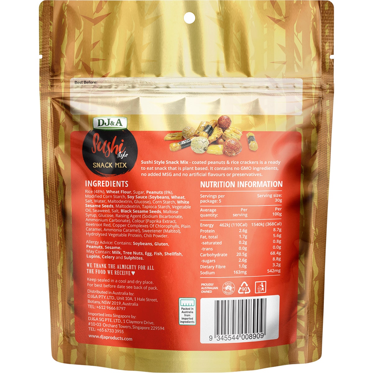 DJ&A Sushi Style Snack Mix 9x150g - Cutprice Online