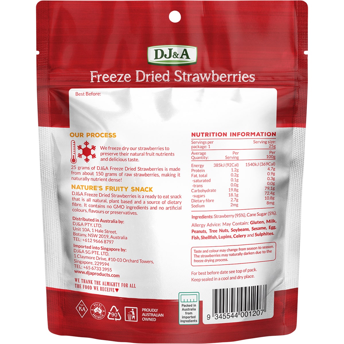 DJ&A Freeze Dried Strawberries 10x25g - Cutprice Online