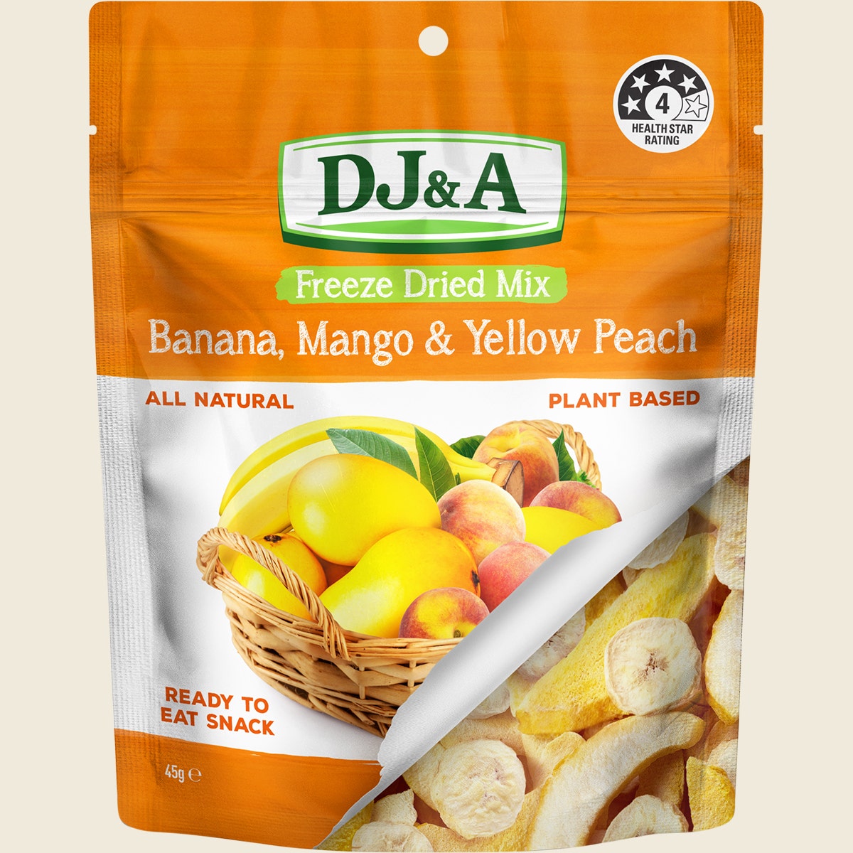 DJ&A Freeze Dried Banana, Mango & Yellow Peach 10x45g