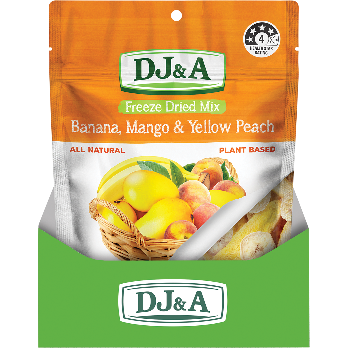 DJ&A Freeze Dried Banana, Mango & Yellow Peach 45g x 10 Pack