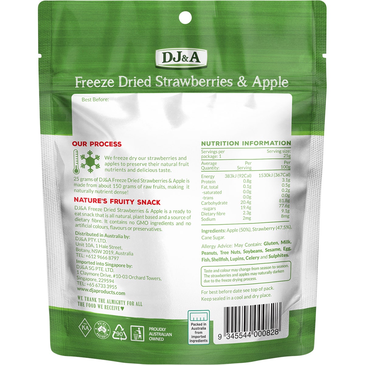 DJ&A Freeze Dried Strawberries & Apple 10x25g - Cutprice Online