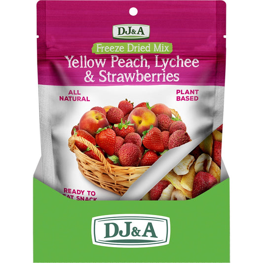 DJ&A Freeze Dried Yellow Peach, Lychee & Strawberries 10x35g - Cutprice Online