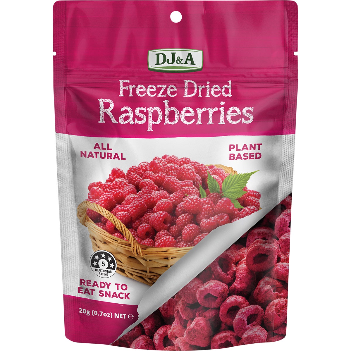 DJ&A Freeze Dried Raspberries 10x20g - Cutprice Online
