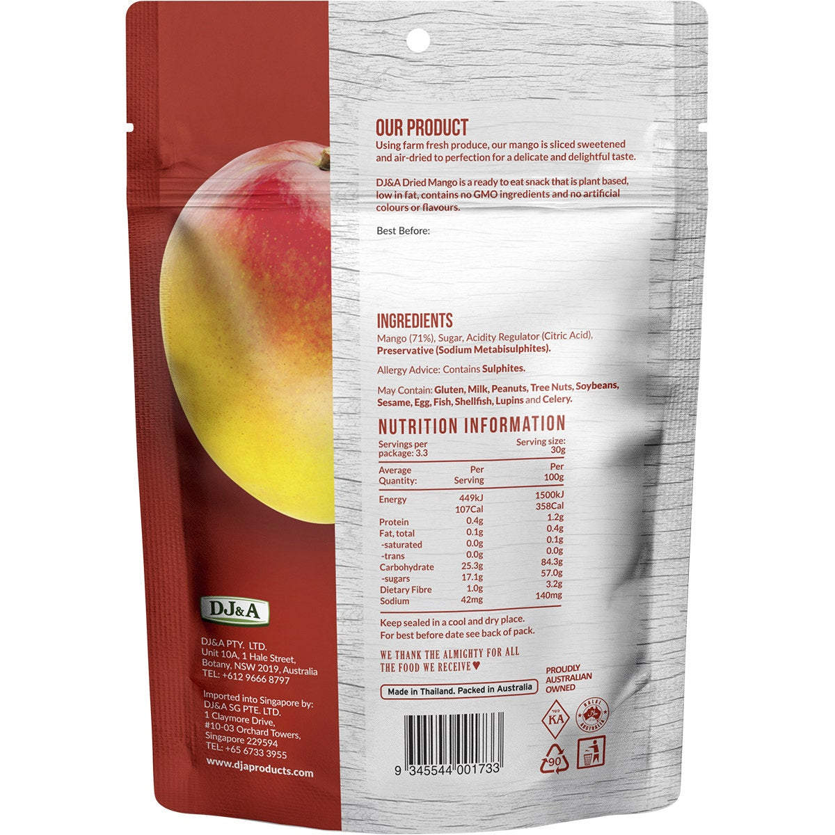 DJ&A Dried Mango 10x100g - Cutprice Online