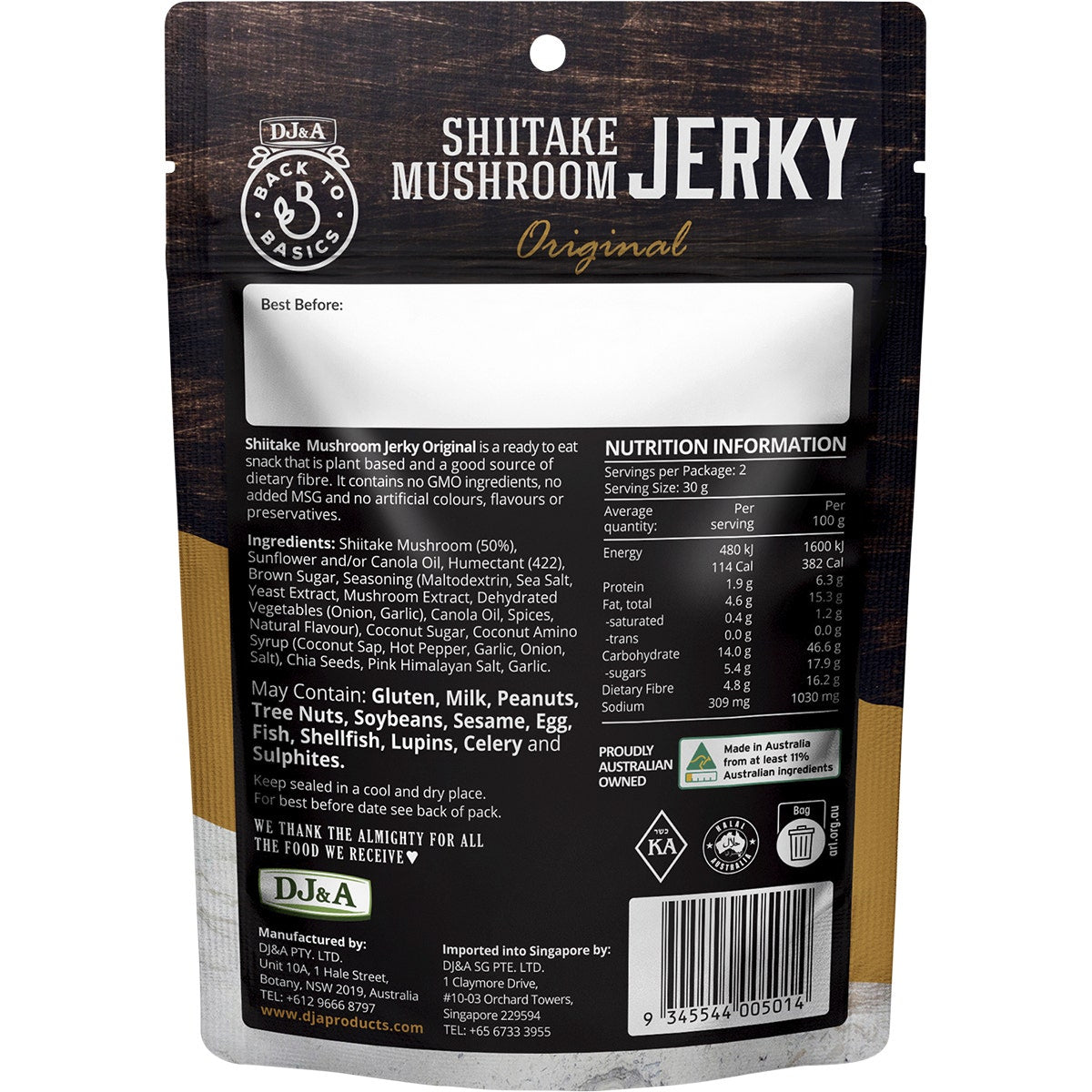 DJ&A Shiitake Mushroom Jerky Original 12x60g - Cutprice Online