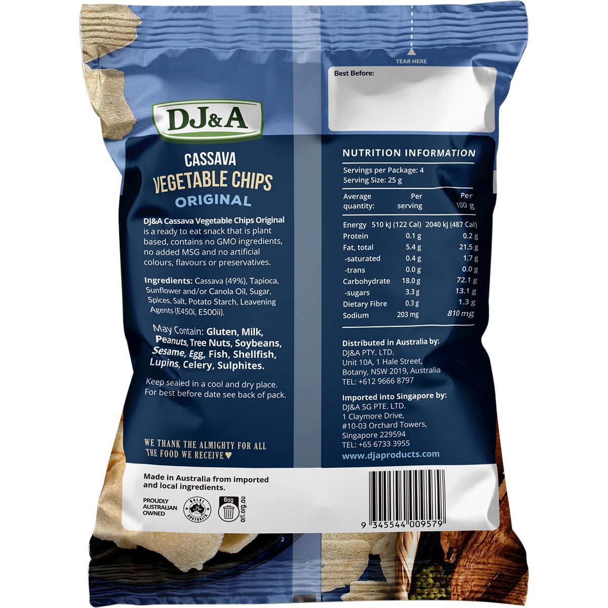 DJ&A Cassava Vegetable Chips Original 5x100g - Cutprice Online