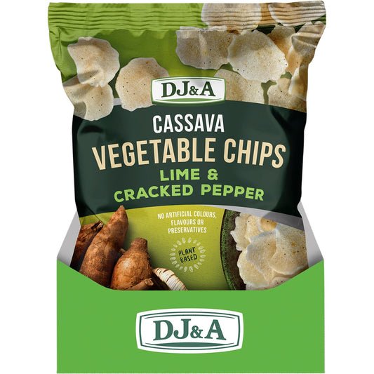 DJ&A Cassava Vegetable Chips Lime & Cracked Pepper 5x100g - Cutprice Online