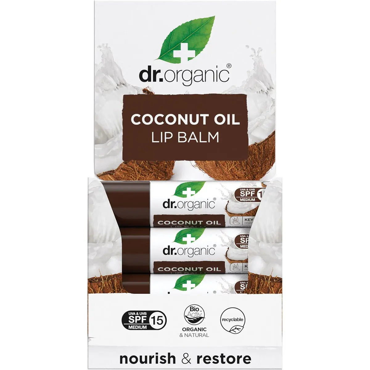 DR ORGANIC Lip Balm - SPF 15 Organic Virgin Coconut Oil 5.7ml DR ORGANIC