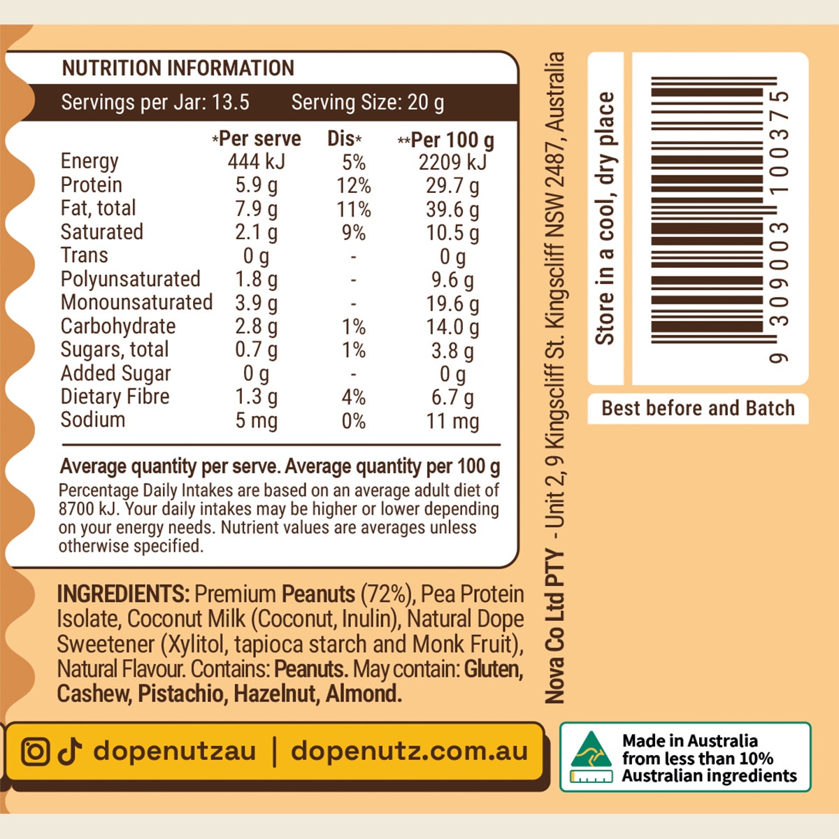 Dope Nutz Peanut Butter Dulce De Leche 325g