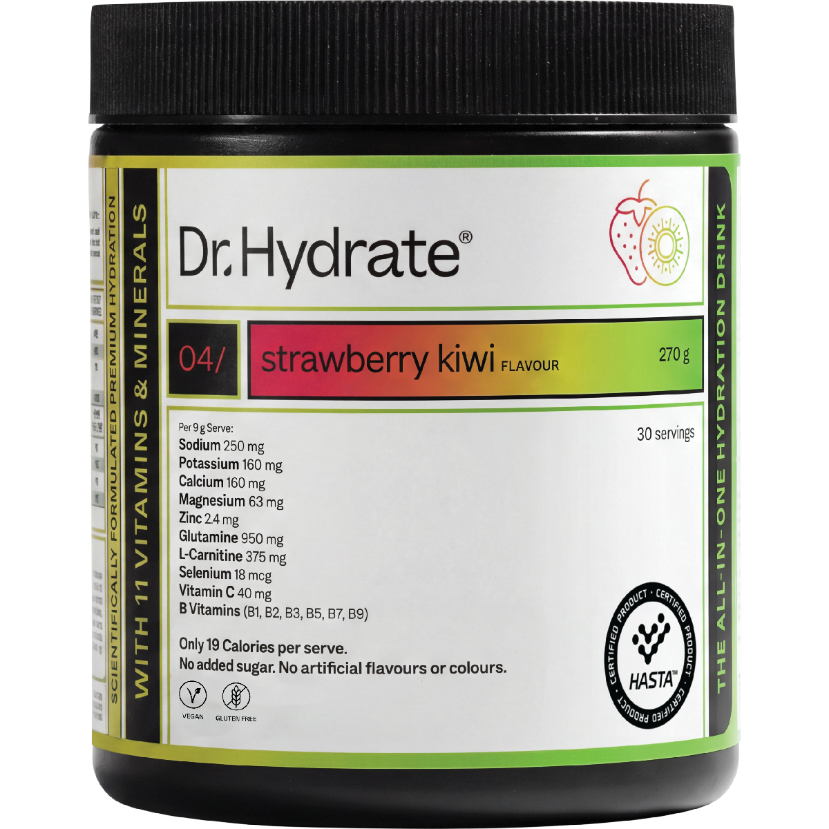 Dr. Hydrate All-In-One Hydration Drink Hasta Cert Strawberry Kiwi 270g