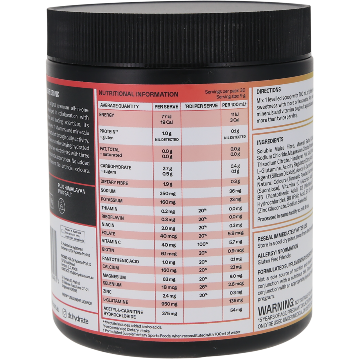 Dr. Hydrate All-In-One Hydration Drink Hasta Cert Strawberry Kiwi 270g