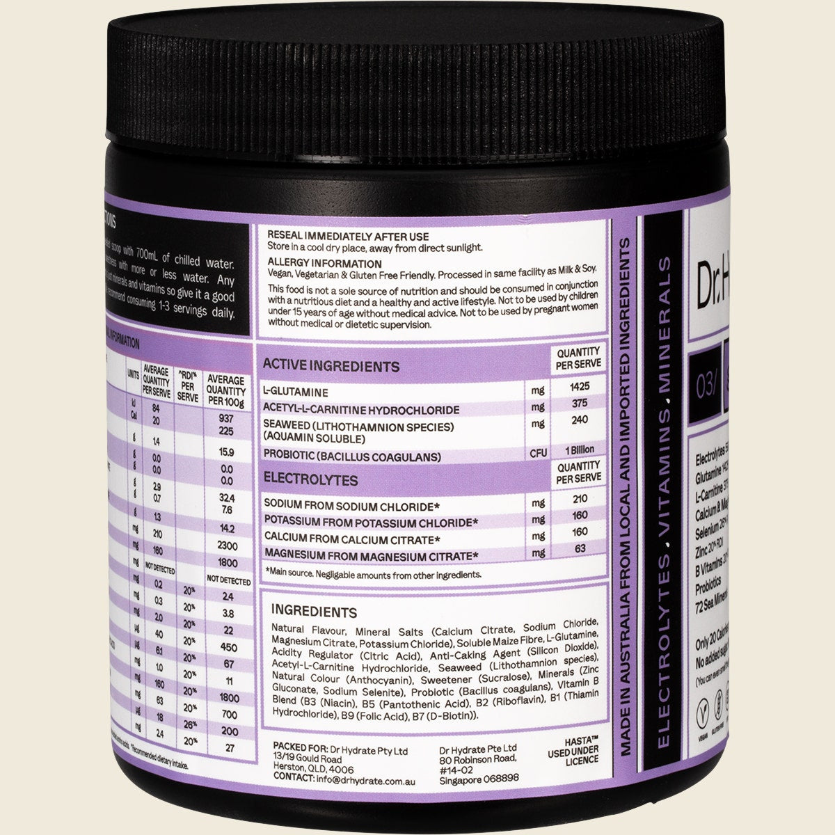 Dr. Hydrate All-In-One Hydration Drink Hasta Cert Grape 270g