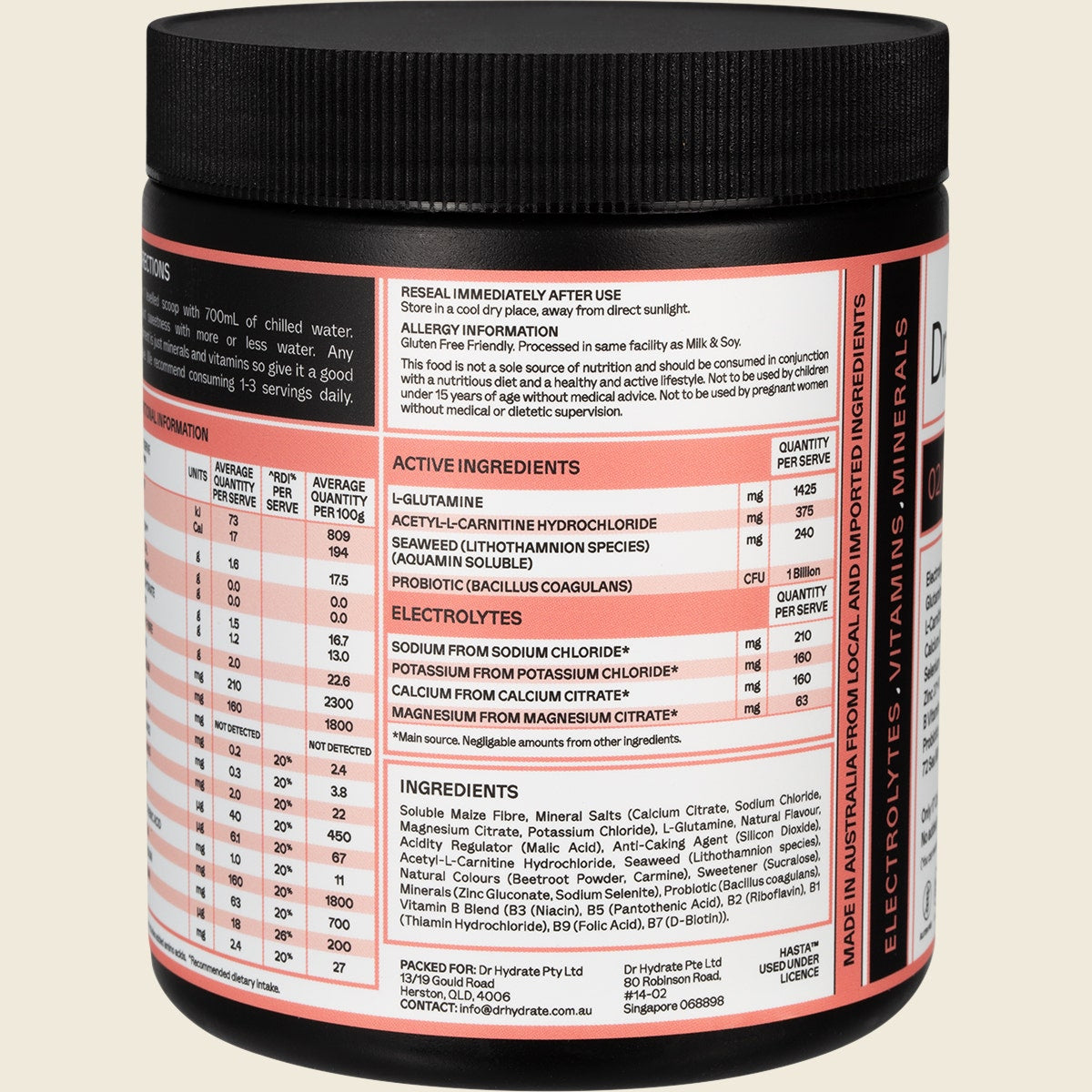 Dr. Hydrate All-In-One Hydration Drink Hasta Cert Watermelon 270g