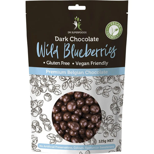 DR SUPERFOODS Wild Blueberries Dark Chocolate 125g DR SUPERFOODS