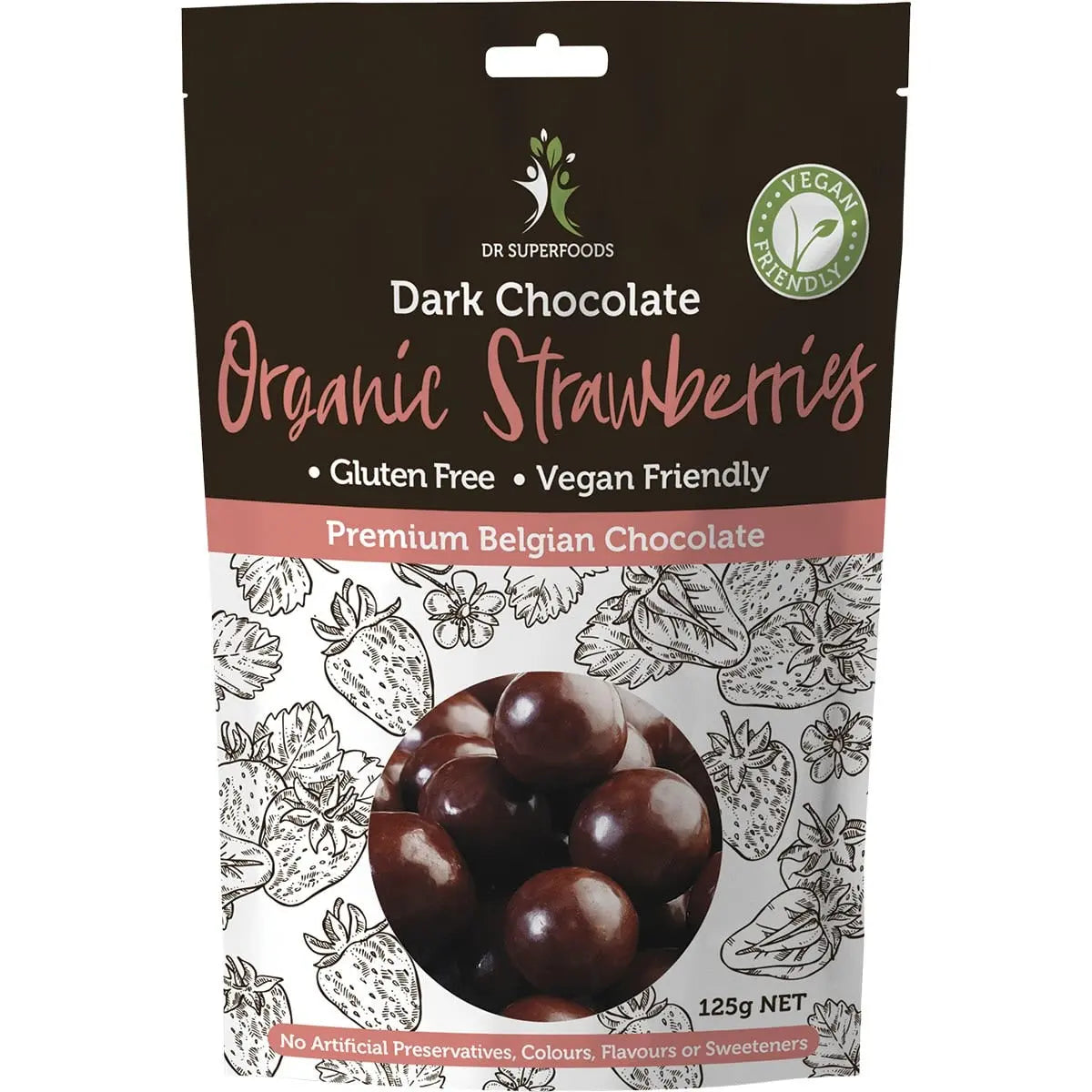 DR SUPERFOODS Strawberries Organic - Dark Chocolate 125g DR SUPERFOODS