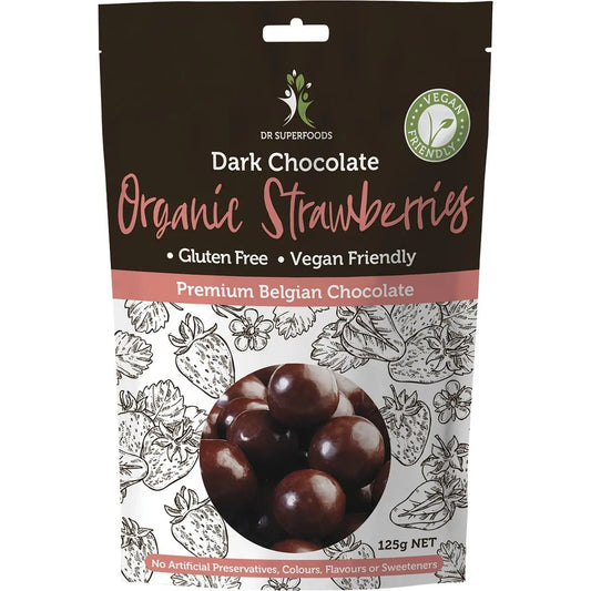 DR SUPERFOODS Strawberries Organic - Dark Chocolate 125g DR SUPERFOODS