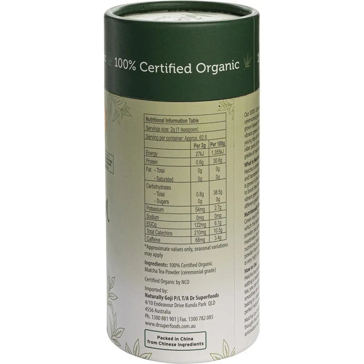 DR SUPERFOODS Matcha Tea Powder 125g DR SUPERFOODS