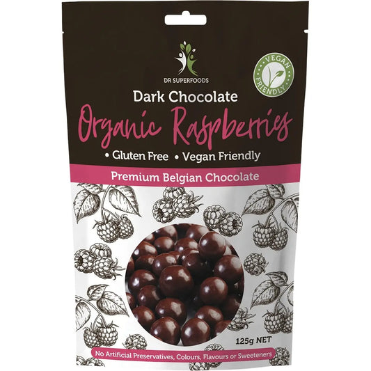 DR SUPERFOODS Raspberries Organic - Dark Chocolate 125g DR SUPERFOODS