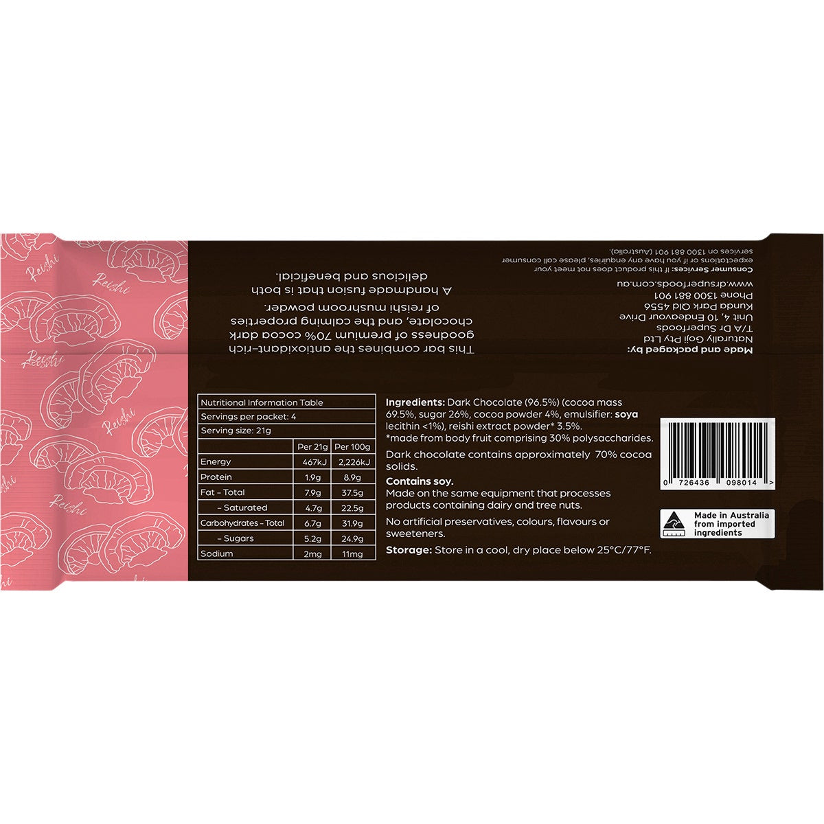 Dr Superfoods Dark Chocolate Bar Calm & Restful 12x85g - Cutprice Online