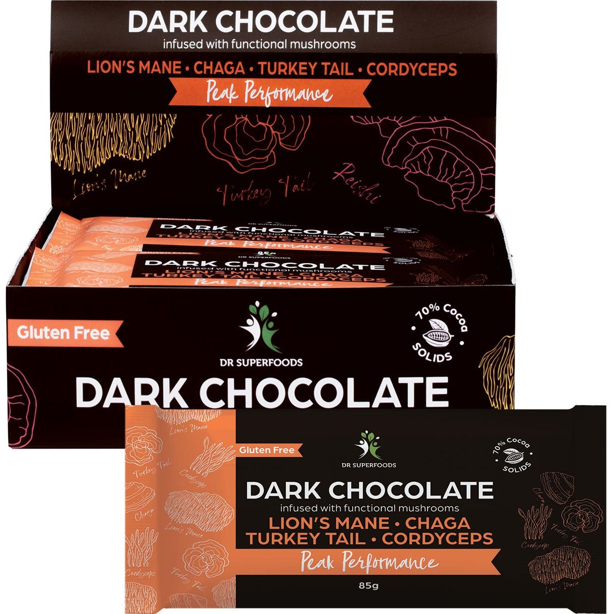 Dr Superfoods Dark Chocolate Bar Peak Performance 12x85g - Cutprice Online
