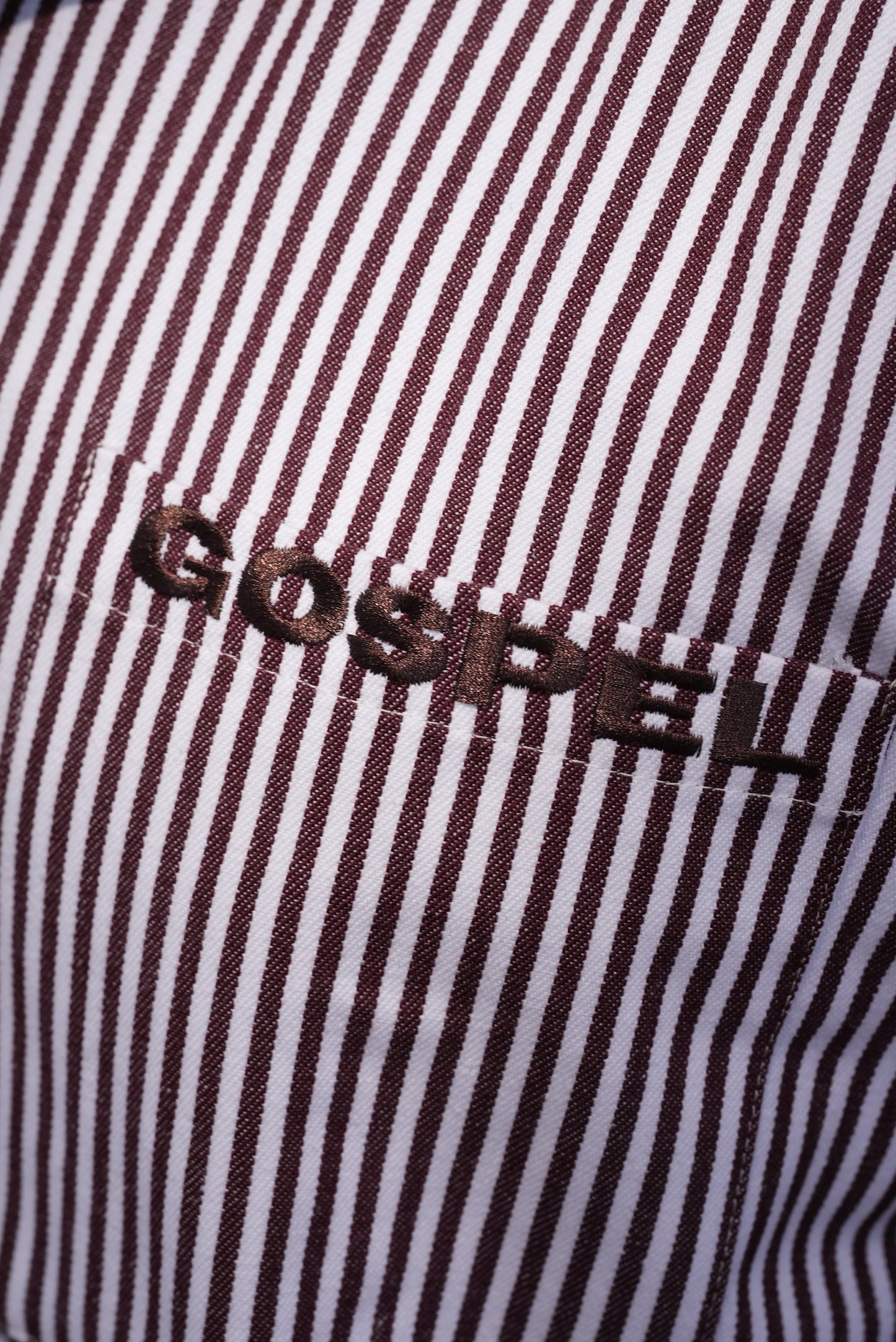 GOSPEL APPAREL - BROWN STRIPE GRAVE TO GLORY BUTTON UP