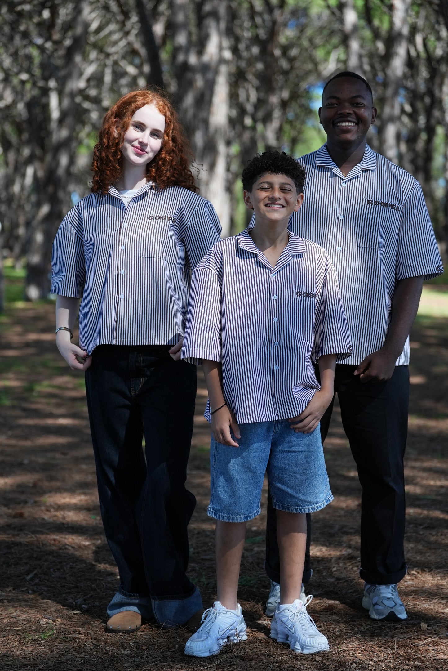 GOSPEL APPAREL - BROWN STRIPE GRAVE TO GLORY BUTTON UP